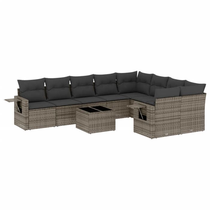 VidaXL Garden Lounge Set with Cushions 10 Pcs, Patio Sofas, Patio Furniture Set, Outdoor Furniture, Grey 3252987