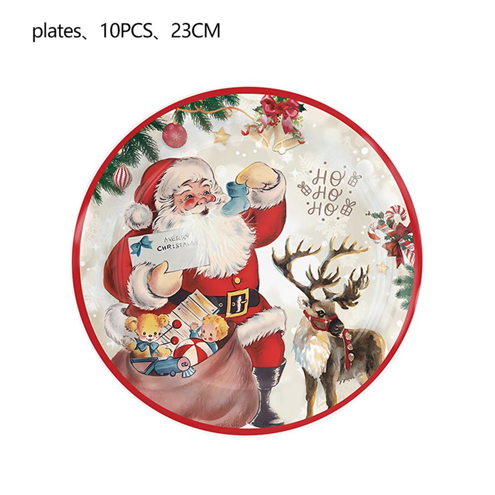 Christmas Santa Claus Theme Disposable Tableware Sets Merry Christmas Decorations Paper Napkins Cups Plates Xmas Party Supplies