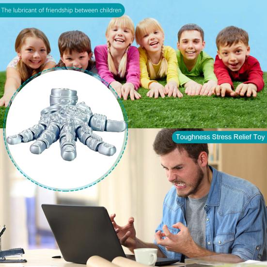 3D Printed Mechanical Hand Figurine Movable Joints Robotic Hand Statue Stress Relief Palm Fidget Toy Home Office Desktop Decoration Ornament