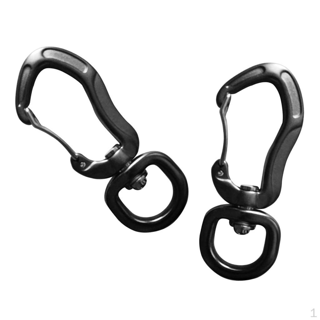 2pcs Swivel Eye Snap Hook Aluminum Alloy Carabiner Backpack Keychain grey round eye_76mm