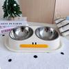 Large Capacity Dog Double Bowl Anti Slip Dog Food Dish Cartoon Pet Food Basin  Pet Water