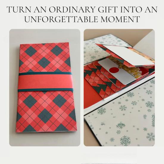 Christmas Gift Card Holder Book Handmade Waterfall Holiday Gift Card Sleeve Booklet DIY Christmas Gifts Cards with Envelopes Gift for Family