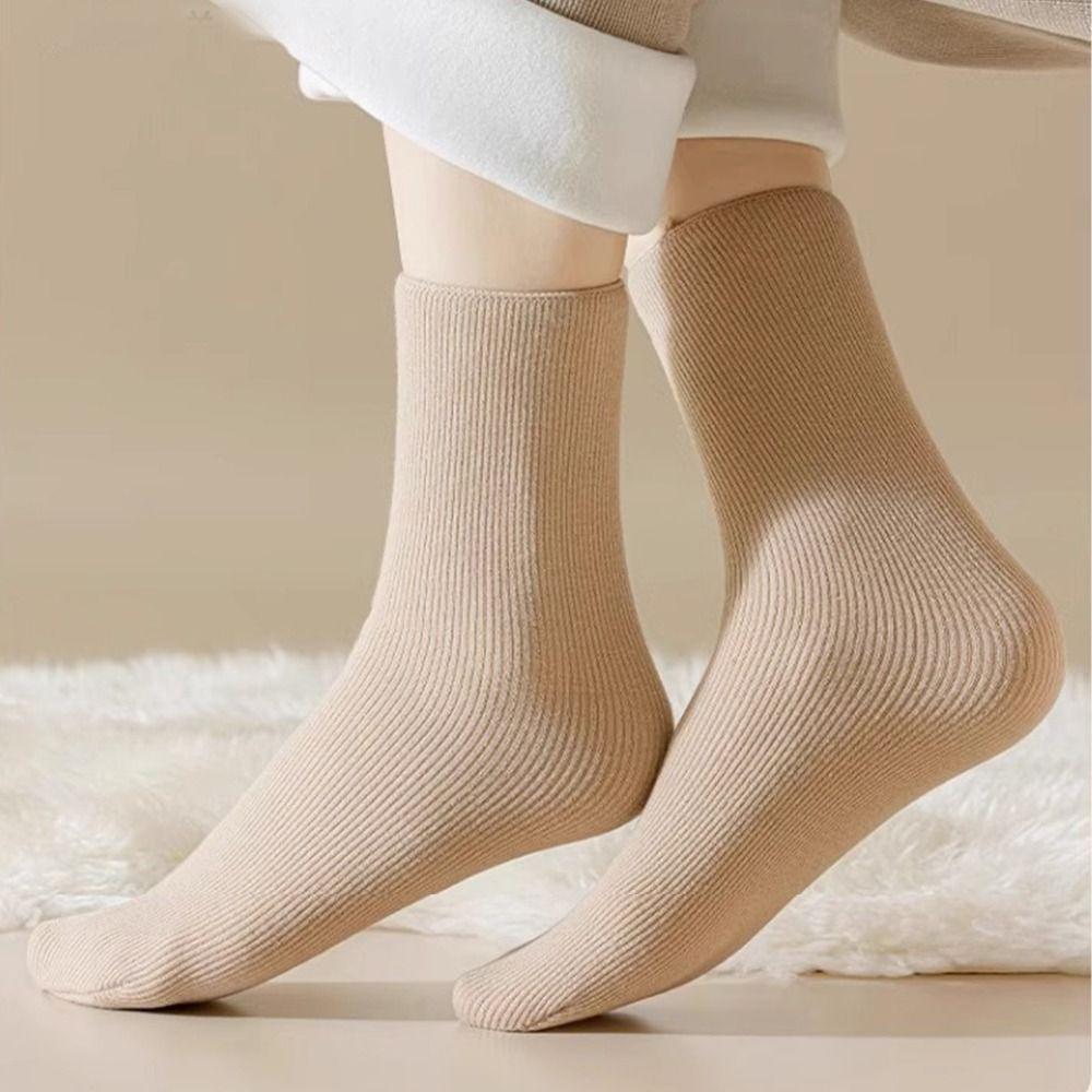 Seamless Thick Plush Snow Sock Middle Tube Mid Length Sock Hot Sleeping Socks  for Women Mens