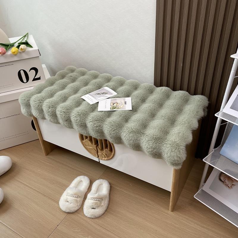 Rabbit Plush Shoe Changing Stool with Cushion and Mat