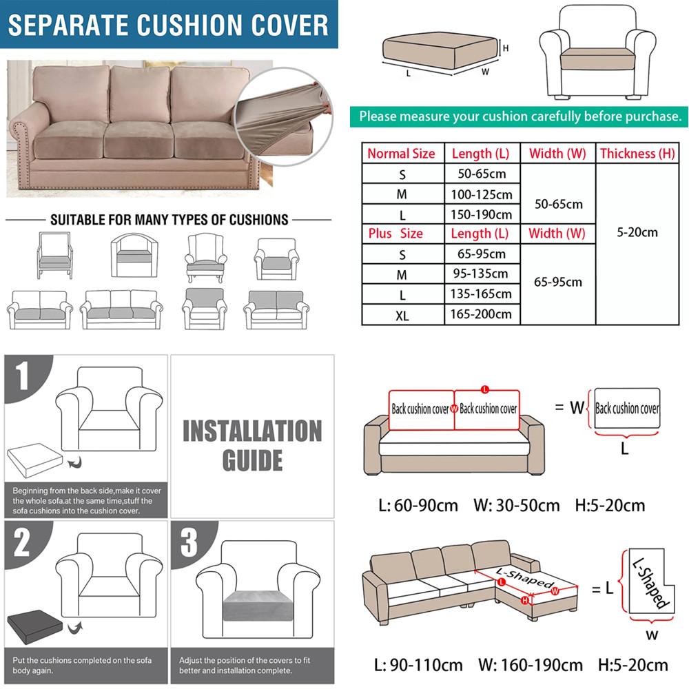Sofakissenbezüge, Stretch-Sofasitzbezug aus Samt, universeller, rutschfester, elastischer Couch-Schonbezug, Ersatzmöbelschutz
