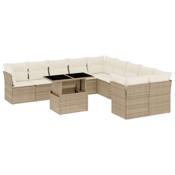 VidaXL Salon de jardin 11 pcs avec coussins beige résine tressée 3266878