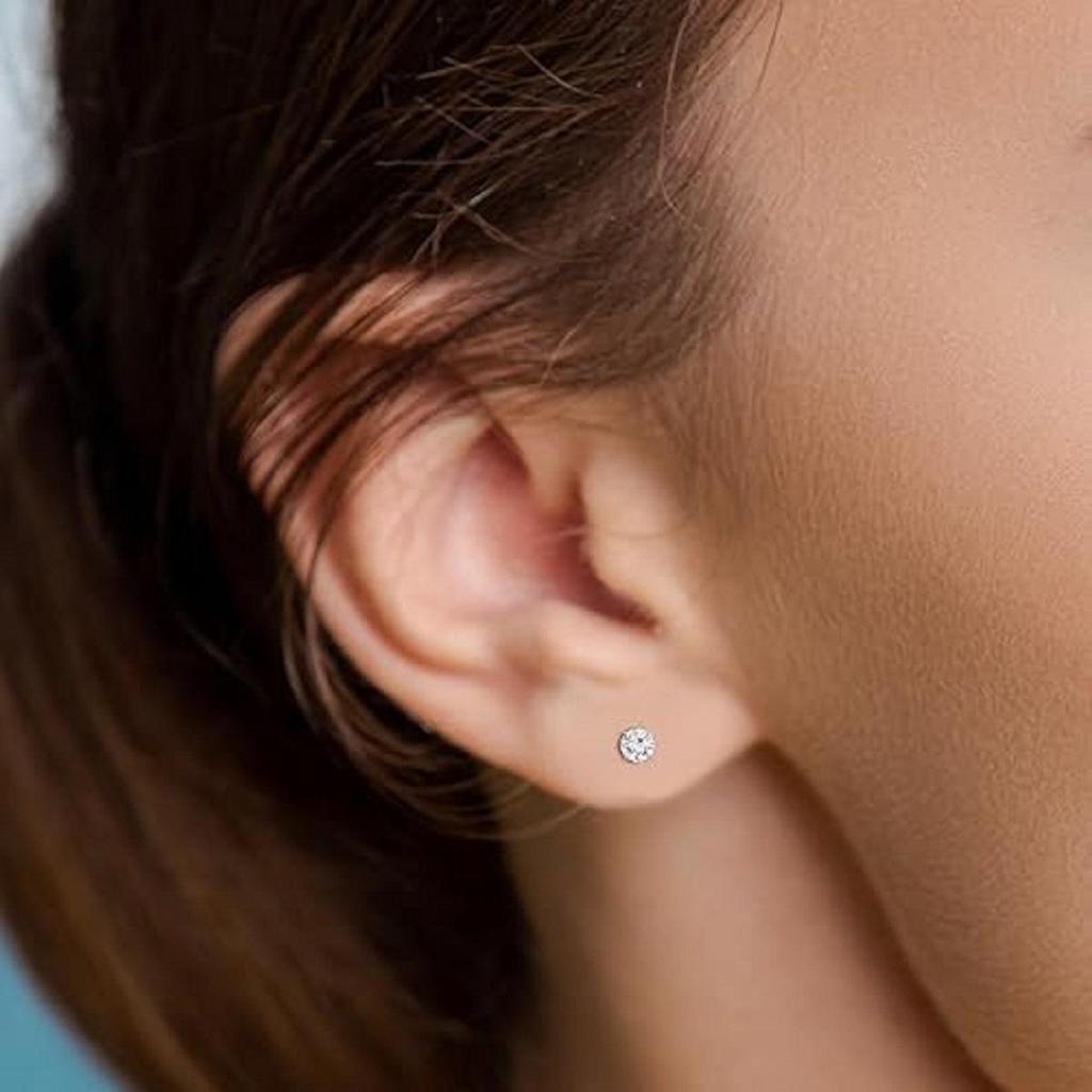 2.00 Carat Lab Grown Diamond Round Stud Earrings for Women 14k White Gold I-J Color VS1-VS2 Clarity 3-Prong Martini Setting Push Back Closure