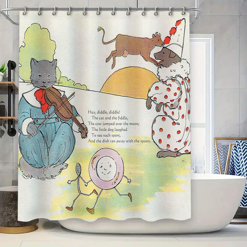 

Многоцветный Мультяшный Принт Набор Штор для Душа для Декора Ванной Комнаты Синие, Красные, Зеленые Цвета с Животными, Играющими Музыку Ins 90x180cm