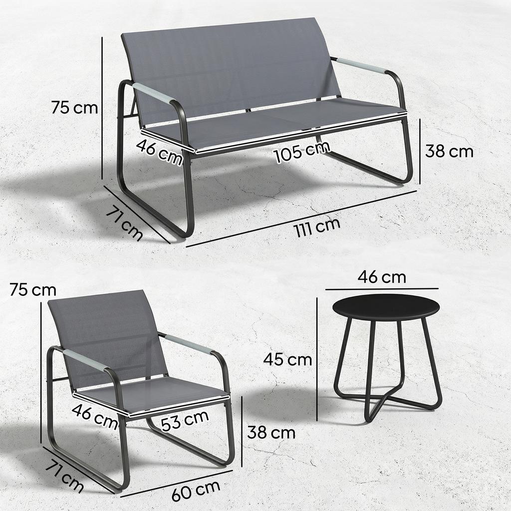 Garden Furniture Set Seating Group for 4 People Breathable Garden Lounge with 2-Seater Sofa 2 Armchairs Rope Weave Round Table Foot Pads