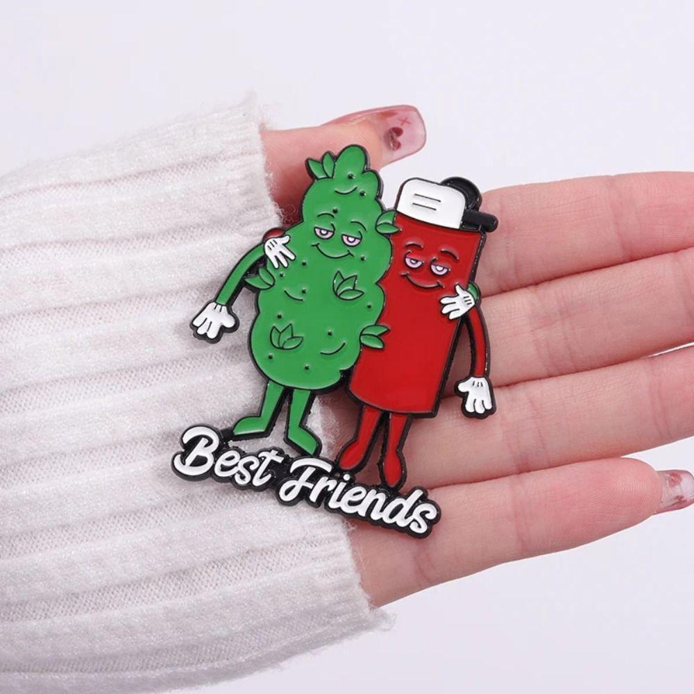 

Zinc Zinc Alloy Lighter Leaf Metal Badge Enamel Lapel Badges Best Friends Enamel Pins Backpack