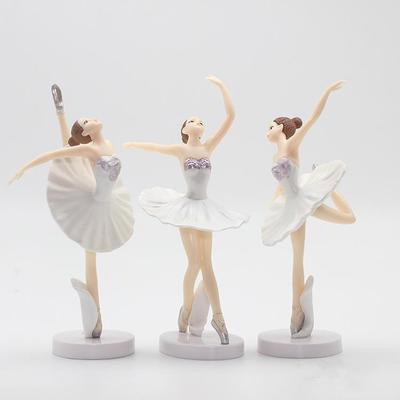 3pcs Ballerina Statue Desktop Ornament Figurines Dancing Girl Crafts Home Decor Birthday Cake Princess Decoration