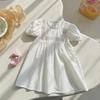2026 Summer Girls' Colorful Polka Dot Puff Sleeve Princess Dress with Square Neck and Lace Short Sleeves