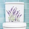 Lavender Toilet Sticker Removable Self-adhesive Waterproof PVC Living Room Bathroom Wall Art Purple-color Flower Toilet Lid Decoration Decal