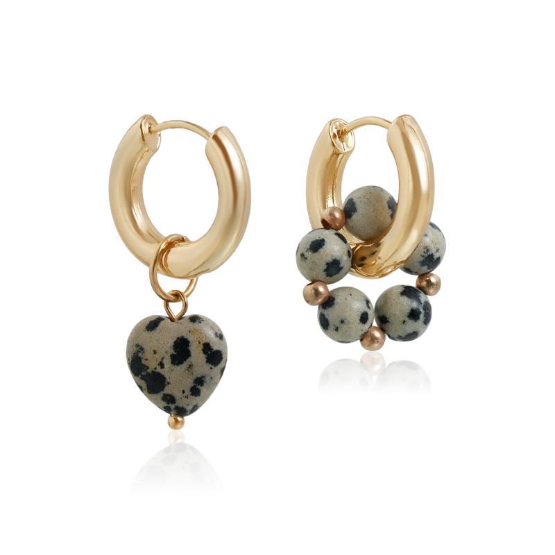1Pair Blue White Color Ceramic Pendant Earrings Ear Buckle Chinese Style Ear Buckle Hanfu Round Bead Heart-Shaped Earrings