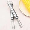 Stainless Steel BBQ Corn Forks & Skewers Set: Portable Corn Holders and Meat Skewers, Simple Fruit Forks for Outdoor Grilling