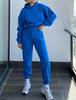 2023 Autumn/Winter Women's Solid Color Hooded Sweatshirt Two-Piece Set - Sports Casual