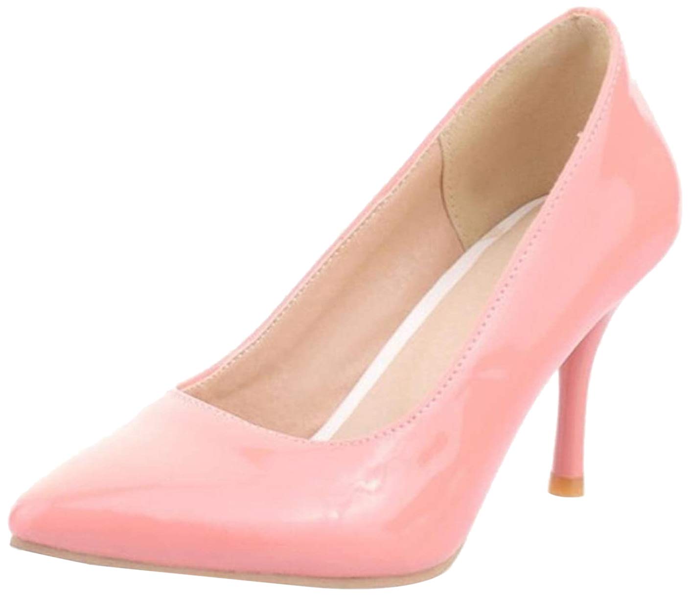 

[SCGEHA] Plus Size High Heel Pumps, Patent Leather, Pointed Toe, Stiletto Heel, 8cm, Unisex (Size 26, Pink)