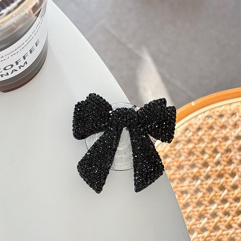 Colorful Rhinestone Bow Phone Airbag Holder - Elegant Korean Style Finger Ring