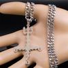 Satanisches umgedrehtes Kreuz Dreizack Dämonische Halskette für Damen Herren Edelstahl Silberfarben Statement-Halsketten Schmuck