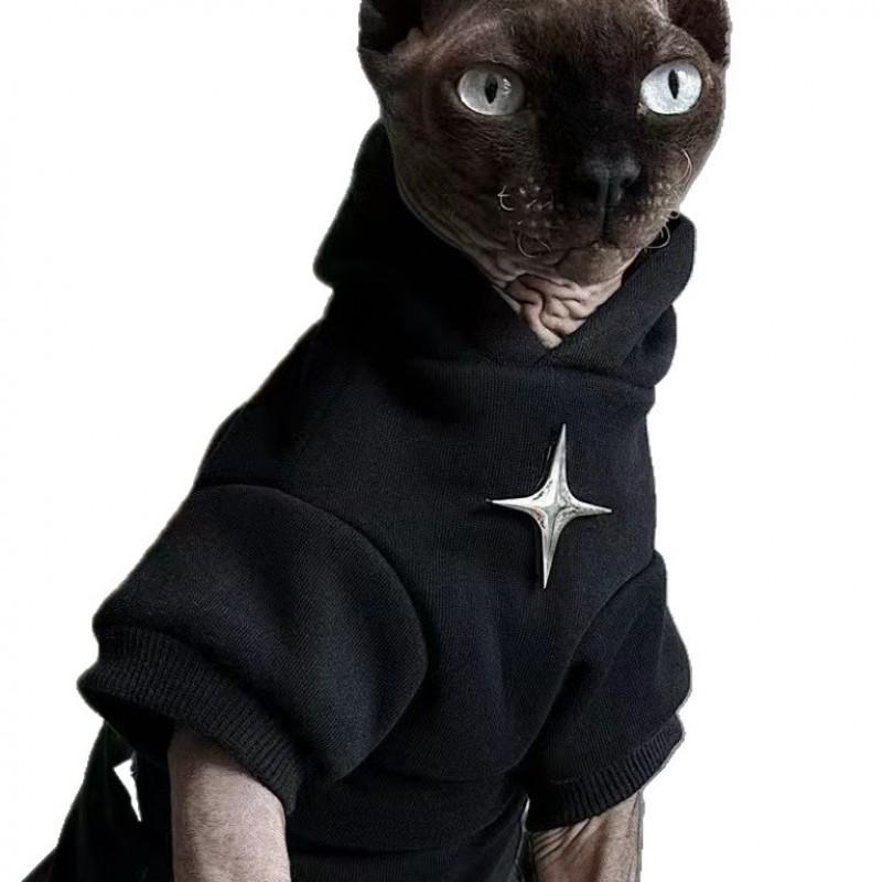 Sıcak Kış Kedi Kapüşonlu Ragdoll Devon Rex Sphynx British Shorthair - Polar Astarlı Kalın Evcil Hayvan Kazak