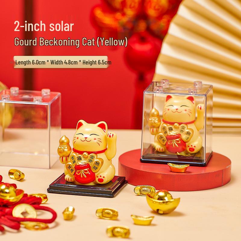 Solar Powered Waving Lucky Cat - Automatic Fortune Cat for Home, Desktop, or Car Decoration