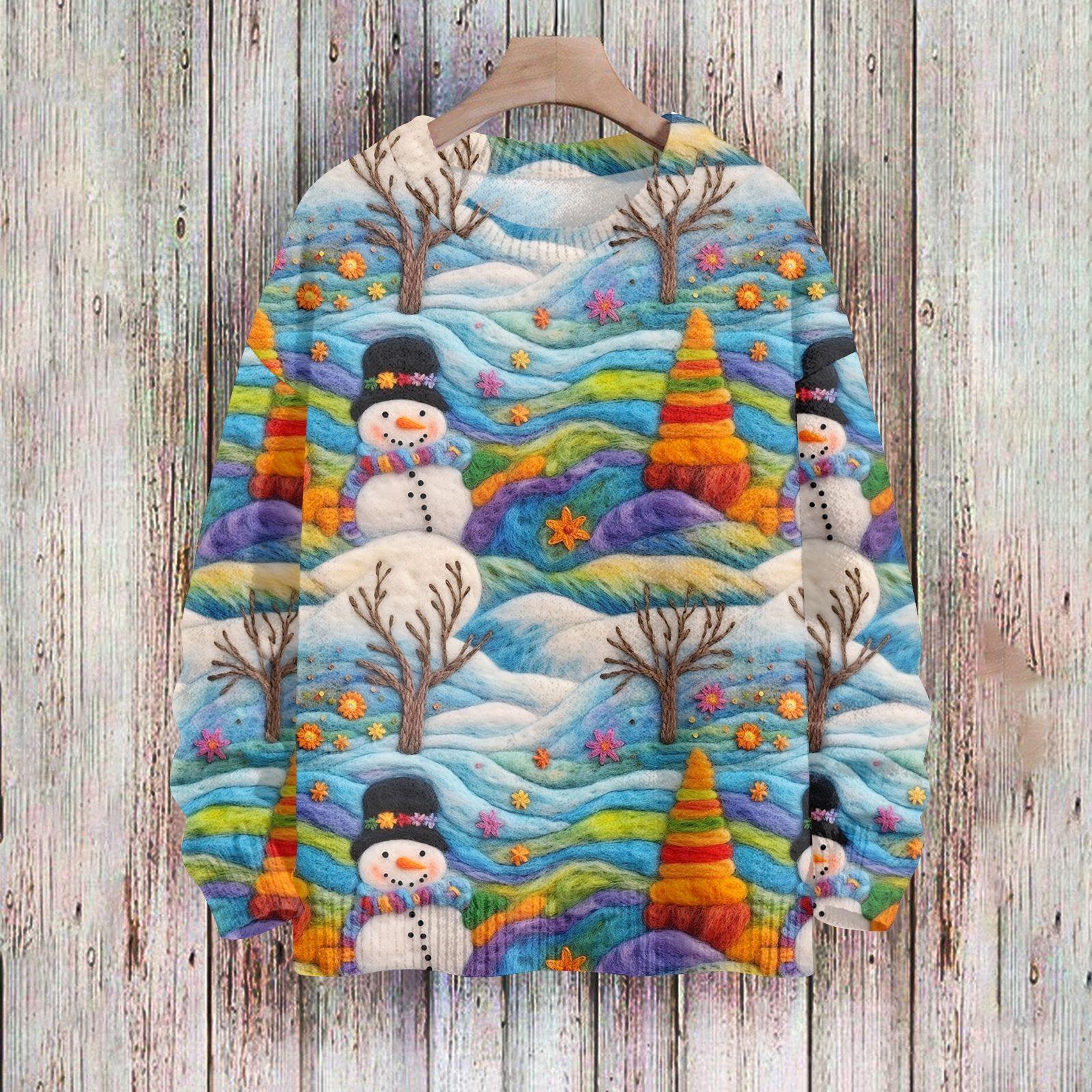 

Рождественские толстовки для женщин Вязаный свитер Милая рубашка Осенний свитер с круглым вырезом Топы XL небесно-голубой