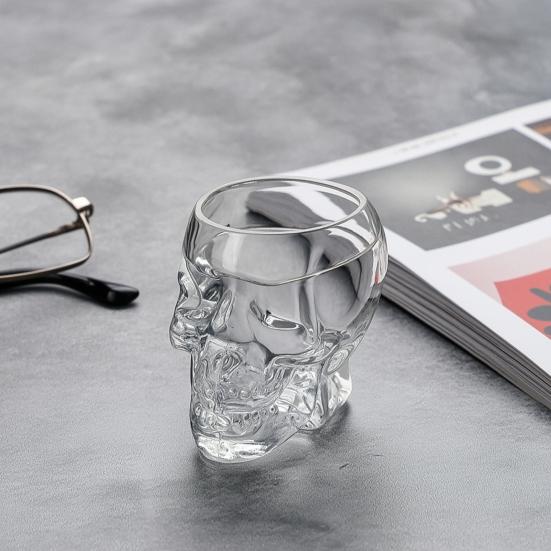 Skleněná karafka ve tvaru lebky, 3D gotická láhev na whisky se zátkou, Nový dávkovač likérů pro domácí bar, Halloweenský dárek