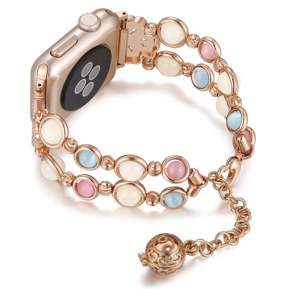 

Модний браслет зі світловими намистинами для Apple Watch 9 8 7 6 5 41 мм 45 мм 49 мм ремінець для годинника iWatch Ultra 1 2 3 ремінці браслети 42 44 45 49mm рожевий колір золота