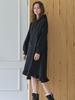 Avang Hooded Frill Long Dress - Black