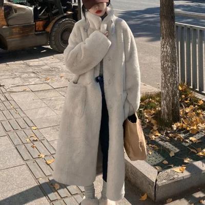 Женская зимняя шуба средней длины, свободное тонкое меховое цельное пальто из норки с защитой окружающей среды, зимняя женская куртка