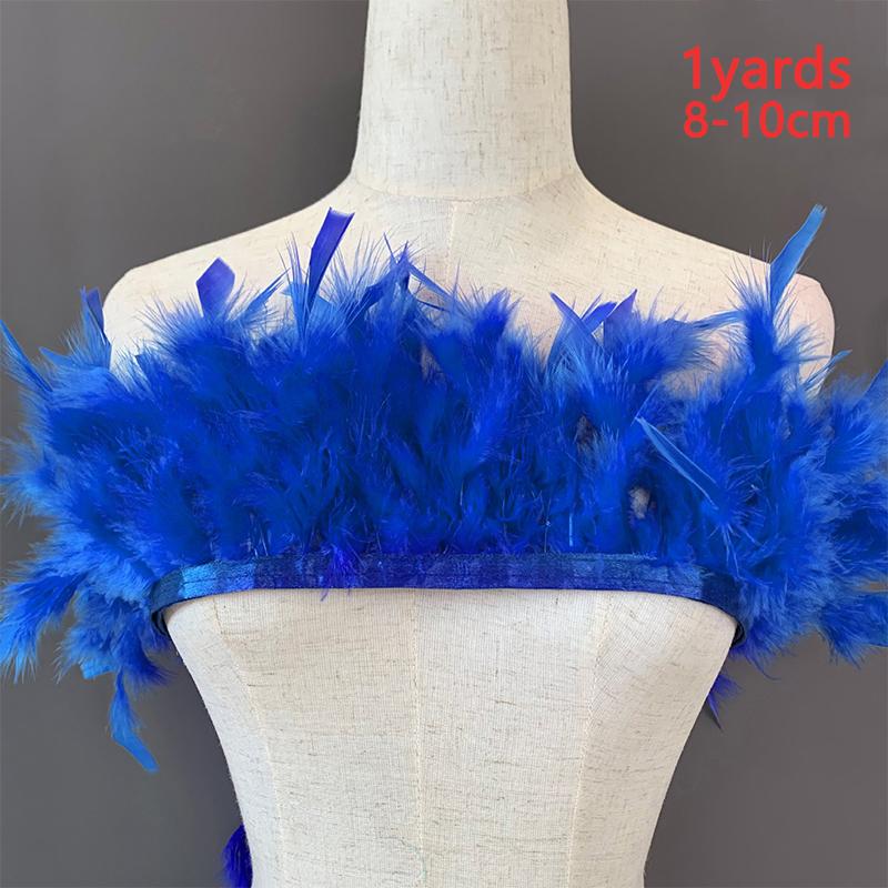 1Yard Feather 8-10cm Fringe Strip For Sewing Turkey Crafts Party 0.91Meter/Pack Bulk Blue Black White Ribbon Long Clothing Trim
