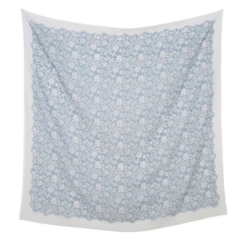 110*110cm Neuer Baumwoll-Leinen-Quadratischer Schal Damen Kopftuch Blumenmuster Halstuch Schals Kopftuch Bandanas Haargummi Stirnbänder