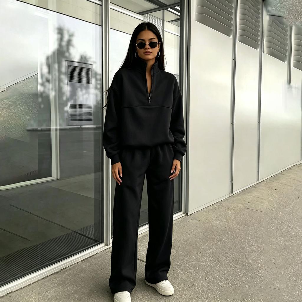 Women's Fashion Casual Color Two Piece Sweatshirt and Pants Set for Everyday Wear