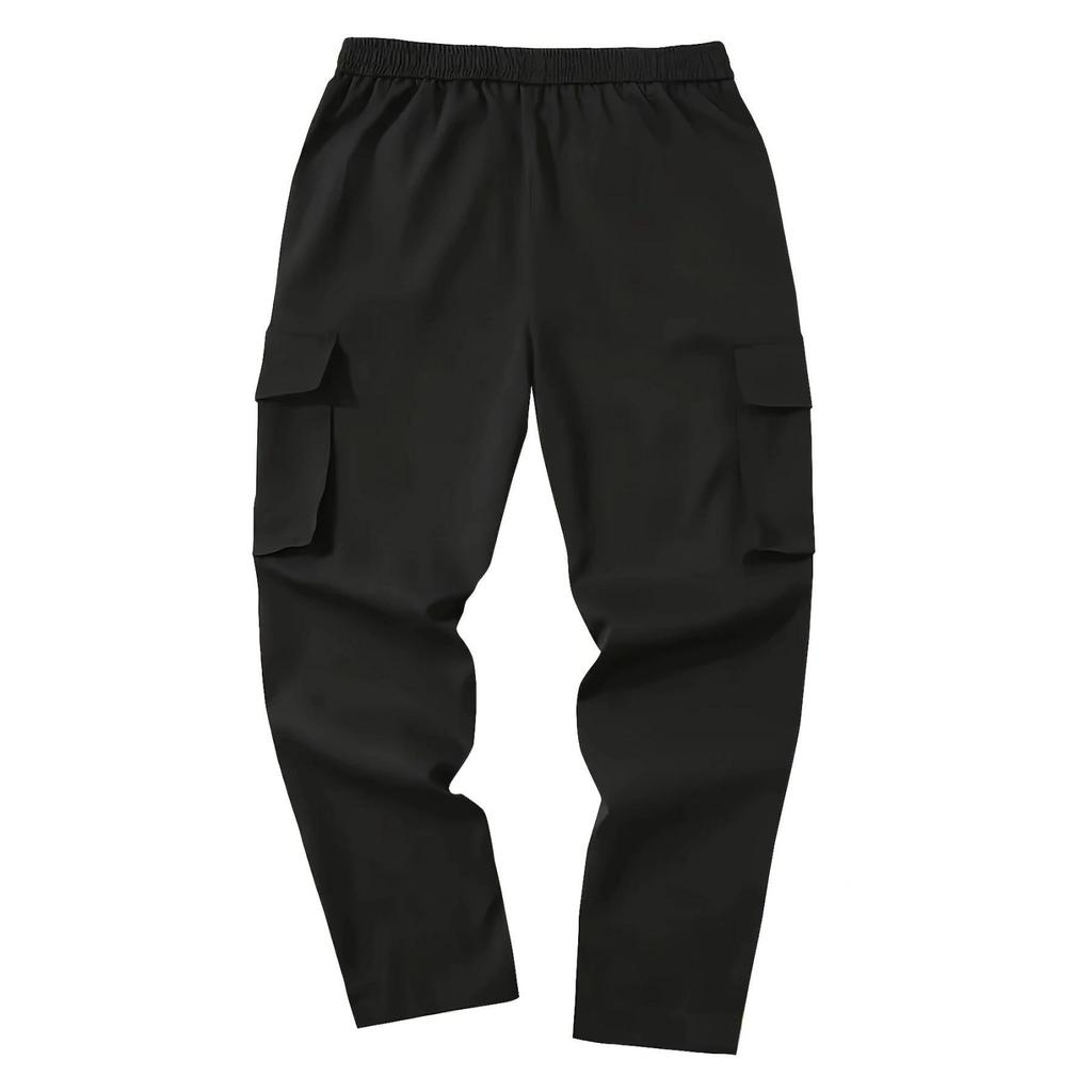 Men's Multi-Pocket Comfort Cargo Pants, Jogger Loose Fit Athletic Straight Leg Trousers