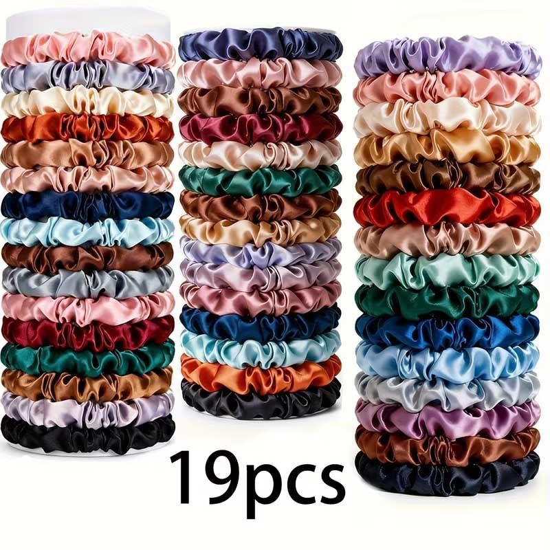 19Pcs Satin Silk Scrunchies High Elastic Hair Ties Ponytail Holder Bands for Women
