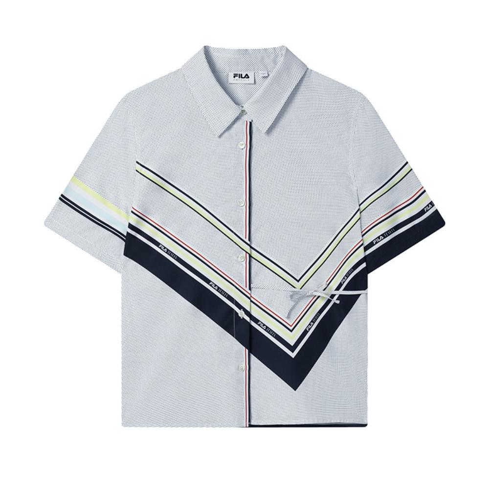 

Fila Изумрудная Модная Свободная Рубашка с Коротким Рукавом и Тканым Узором Женские рубашки F11W534402FZA S