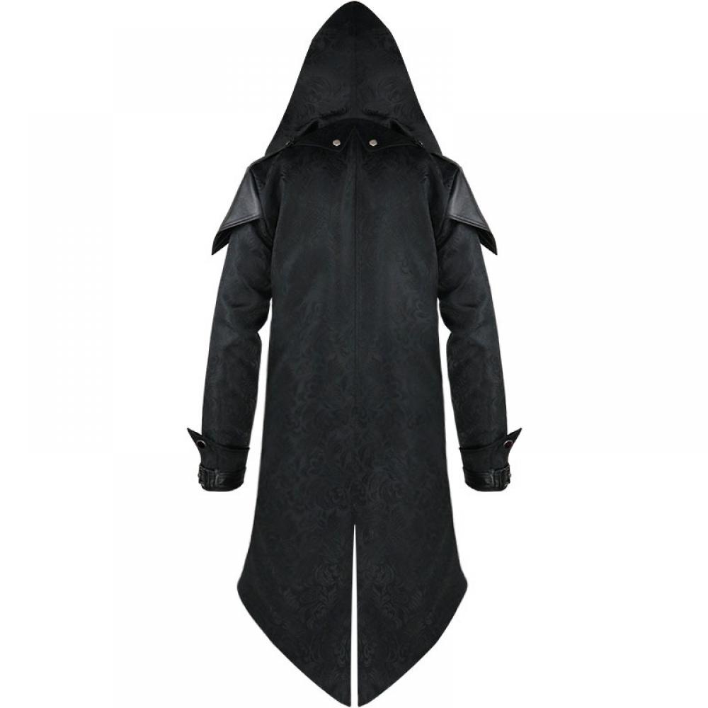 Medieval Steampunk Game Assassins Edward Cosplay Costume Streetwear Hooded Jacket Outwear Halloween Party Tailcoat
