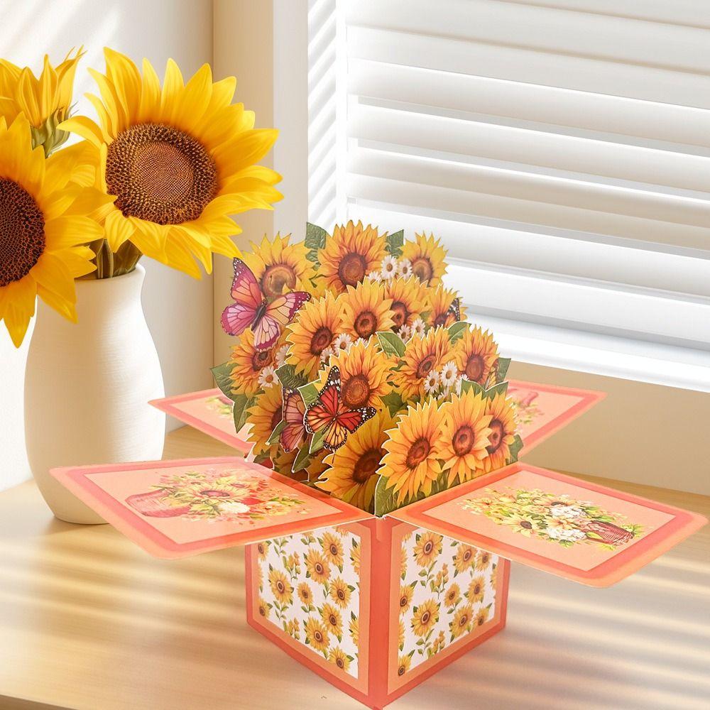 Fashion paper 3D Pops-up Bouquet Bouquet Flower Folding Paper Flowers Floral Box Greeting Card Birthday Wedding