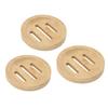 3 Stück Bambus Runde Seifenschale Zuhause Badezimmer Retro Elegant Selbstentwässernde Seifenhalter Ablage für Küche