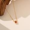 Women's Luxury Red Zircon Oval Pendant Necklace, Titanium Steel Clavicle Chain, Fashionable Niche Jewelry