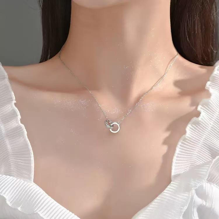 Female Light Luxury Niche Double Ring Necklace