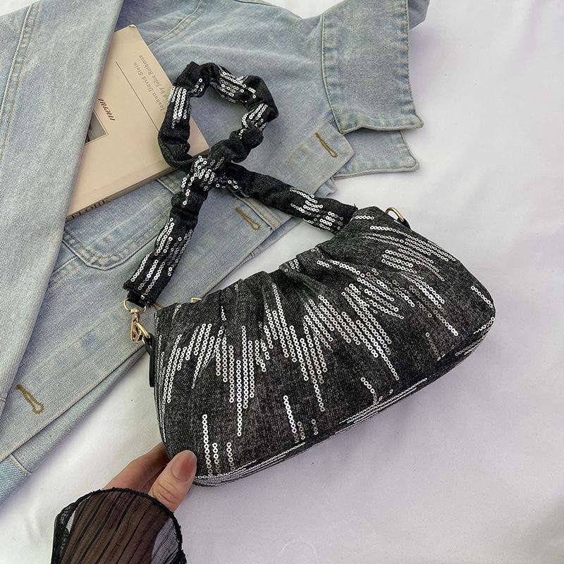 

Премиальная сумка женская летняя 2025 новая модная сумка через плечо подмышкой плиссированная сумка облако чёрный