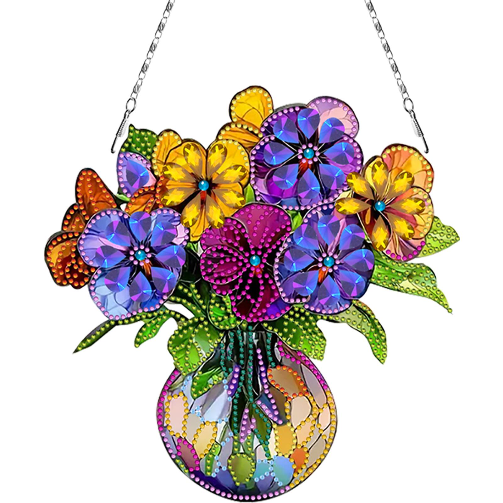 

2D Flat DIY Rhinestone Diamond Art Window Pendants Diamond Painting Set Diamond Art Pendant Window Hanging Art for Home Decor