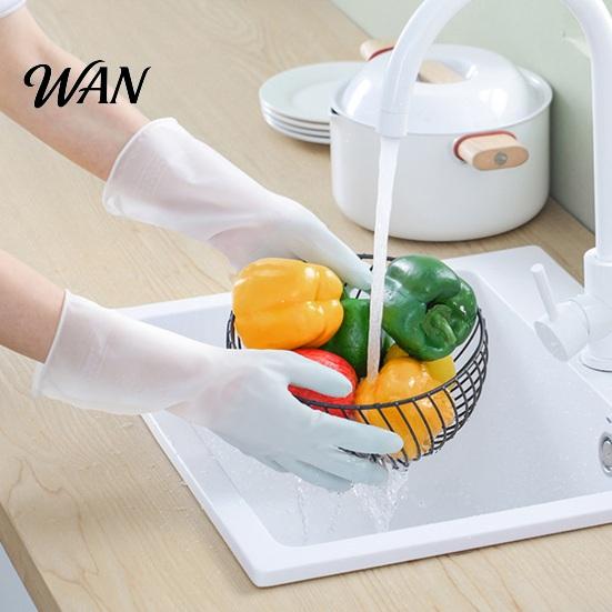 Reusable Gloves 1 Pair Household Cleaning Waterproof Anti-Slip Protective with Extended Cuffs Dishes Kitchen Anti-slip