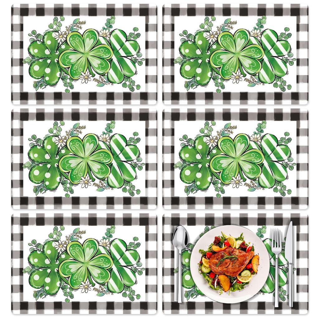 Tarklanda Set di 6 Tovagliette in Plastica Floreali Primaverili, 11 x 15,7 Pollici, Tovaglietta in Vinile Rettangolare Stagionale per Feste, Tovaglietta Vintage con Fiori e Uccelli