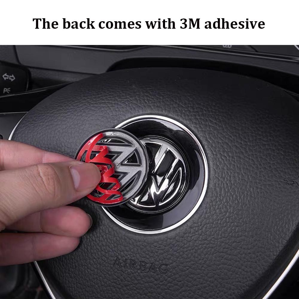 LIP1 Car Carbon fiber pattern Logo Steering Wheel Decoration Sticker Accessories For VW GTI Polo Golf 5 6 Passat Scirocco Beetle CC