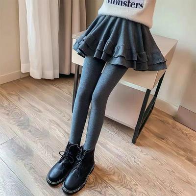 Girls' Spring & Autumn Leggings with Stylish Skirt - Velvet Lined Skirt Pants for Baby Girls In Autumn and Winter