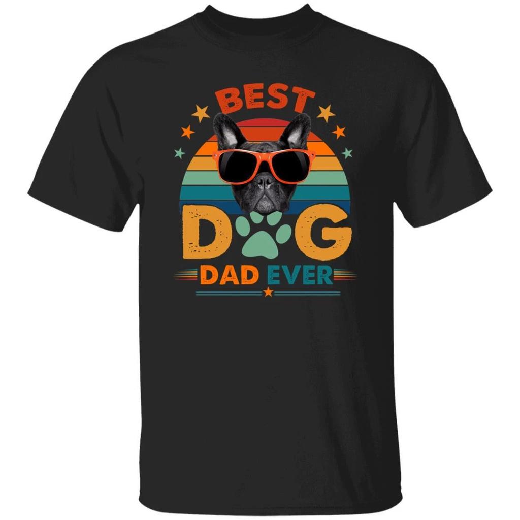 Cool Best Dog Dad Ever T-Shirt Gift Retro Dog Owner Unisex Tee Black Navy Dark H