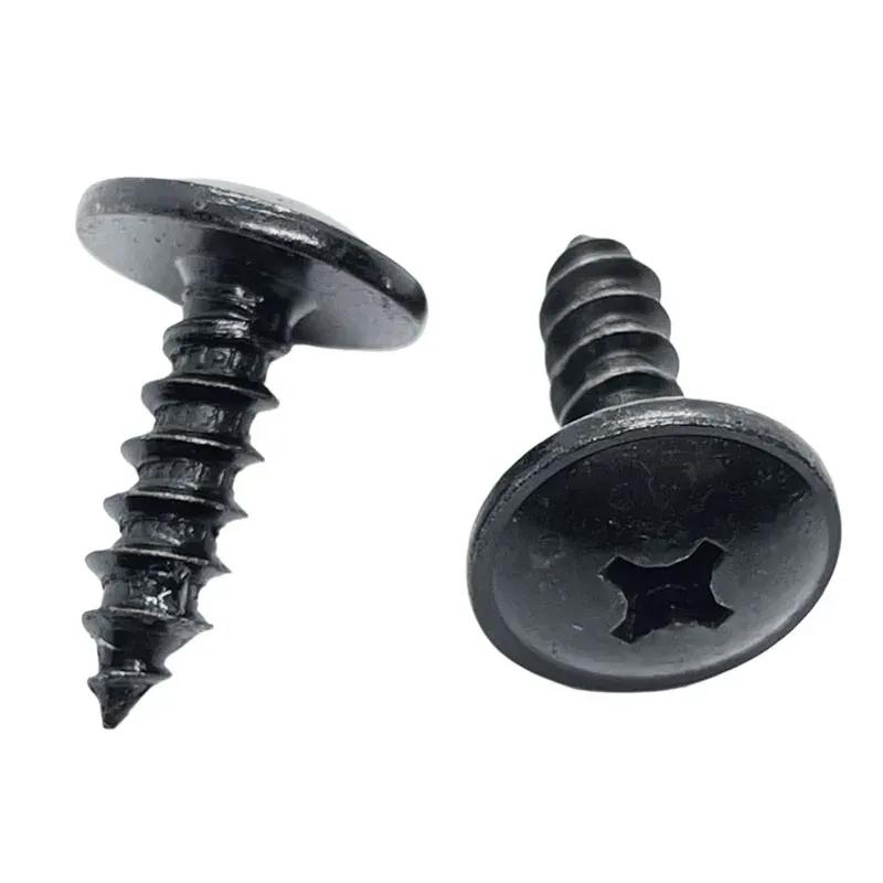 10pcs Black Self-tapping Screws 6mm Big Head 16mm for Car Motorcycle Bumper Fender Engine Guard