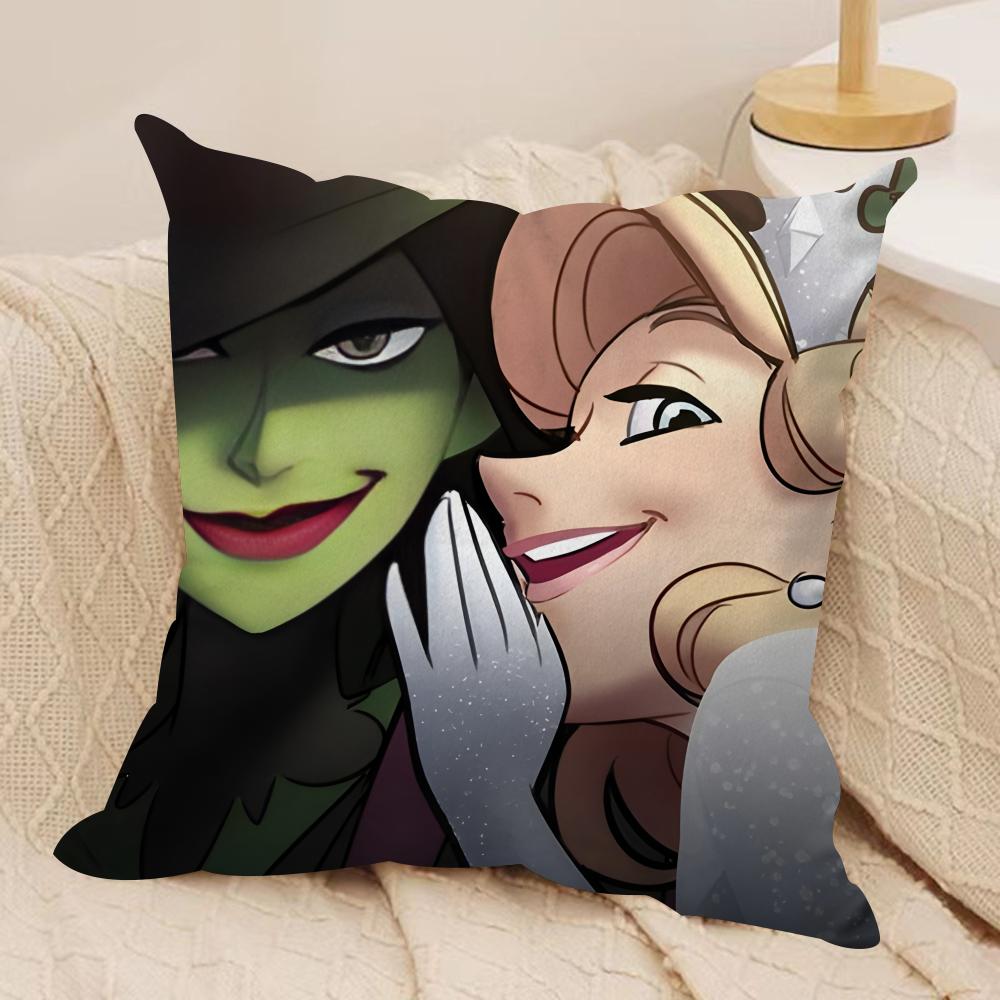WWicked Part One Movie Cushion Cover Silky Short Plush Invisible Zipper Dustproof Sofa Pillow Case for Home Decor